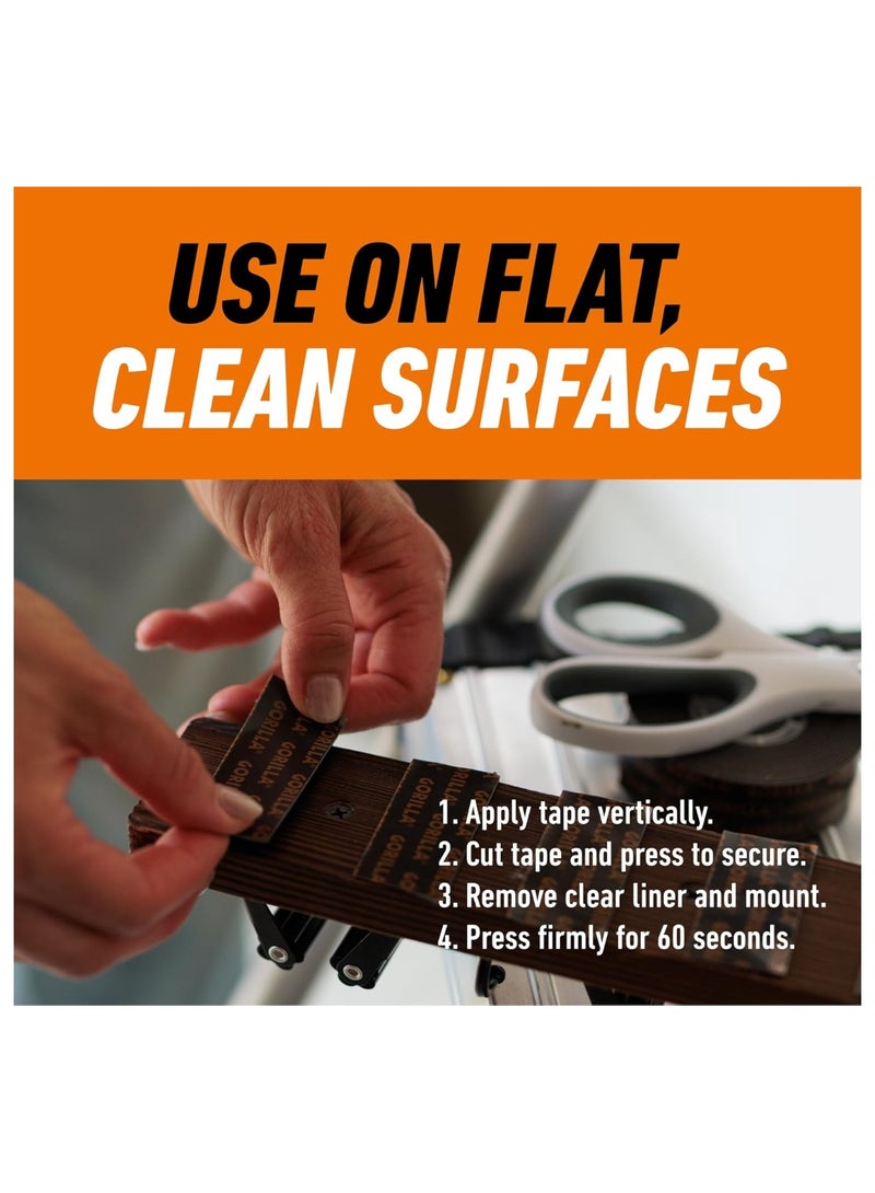 شريط تثبيت Gorilla شديد التحمل مزدوج الجوانب، مقاس XL، 1 بوصة × 120 بوصة، أسود، (عبوة من قطعة واحدة) - Image 2