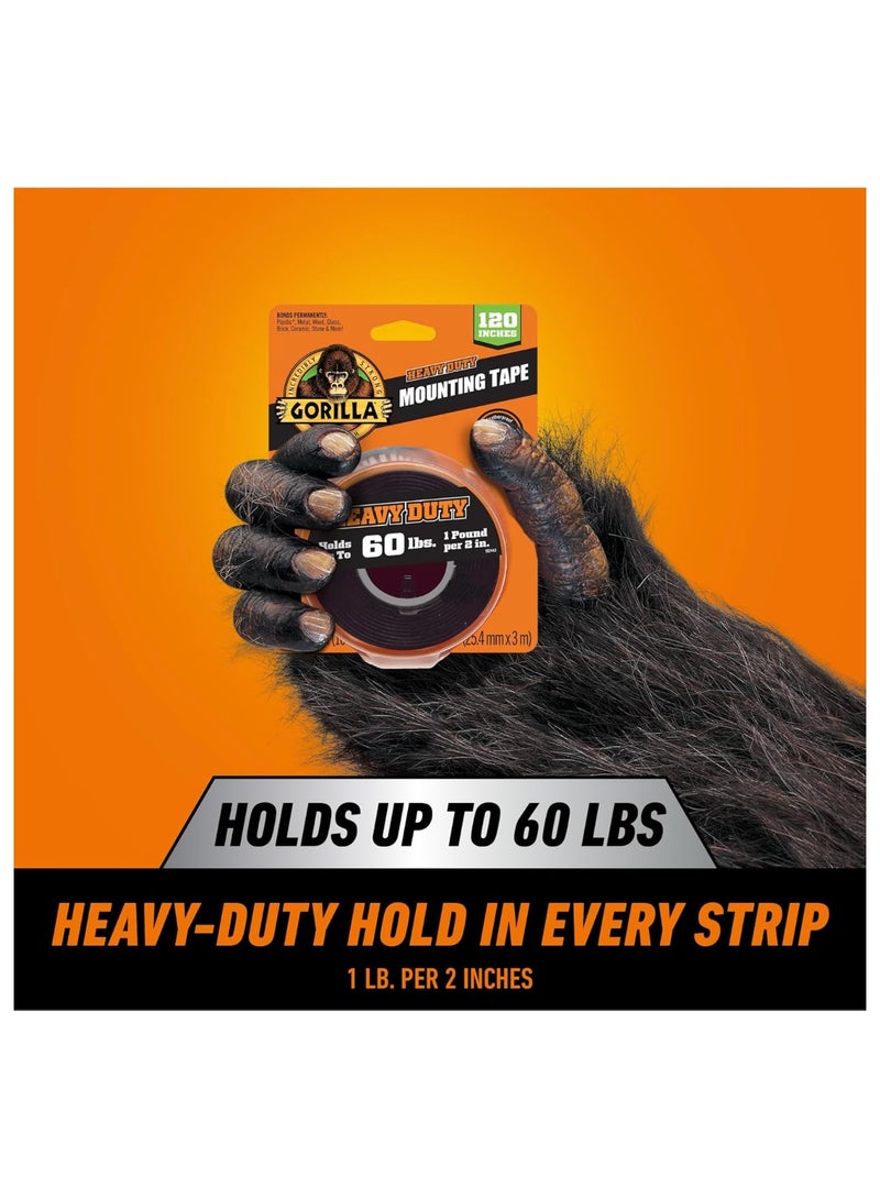 شريط تثبيت Gorilla شديد التحمل مزدوج الجوانب، مقاس XL، 1 بوصة × 120 بوصة، أسود، (عبوة من قطعة واحدة) - Image 5