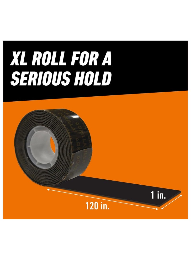 شريط تثبيت Gorilla شديد التحمل مزدوج الجوانب، مقاس XL، 1 بوصة × 120 بوصة، أسود، (عبوة من قطعة واحدة) - Image 4