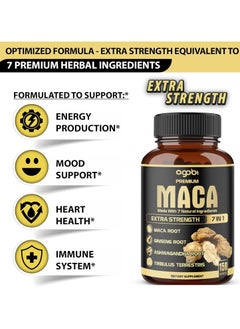 agobi Maca Extra Strength 7 in 1, Maca Root, Ginseng Root, 150 Capsules  - Image 3