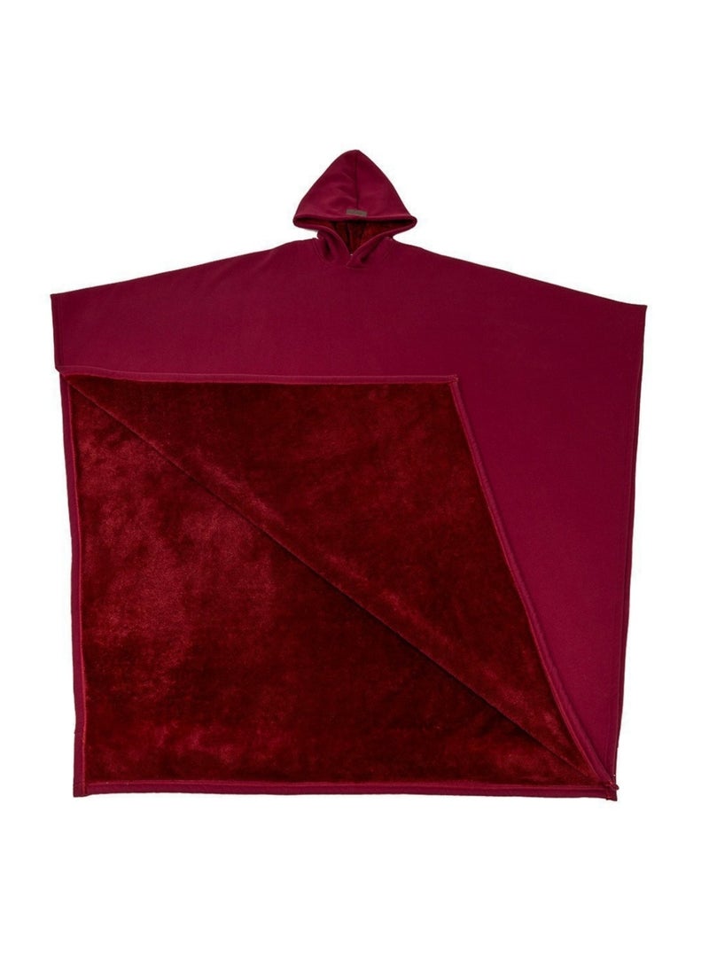 Thickened Flannel Warm Shawl Blanket, Oversized Long Sleeve Hoodie,Suitable forHome and Office Use, Unisex—Red - Image 1