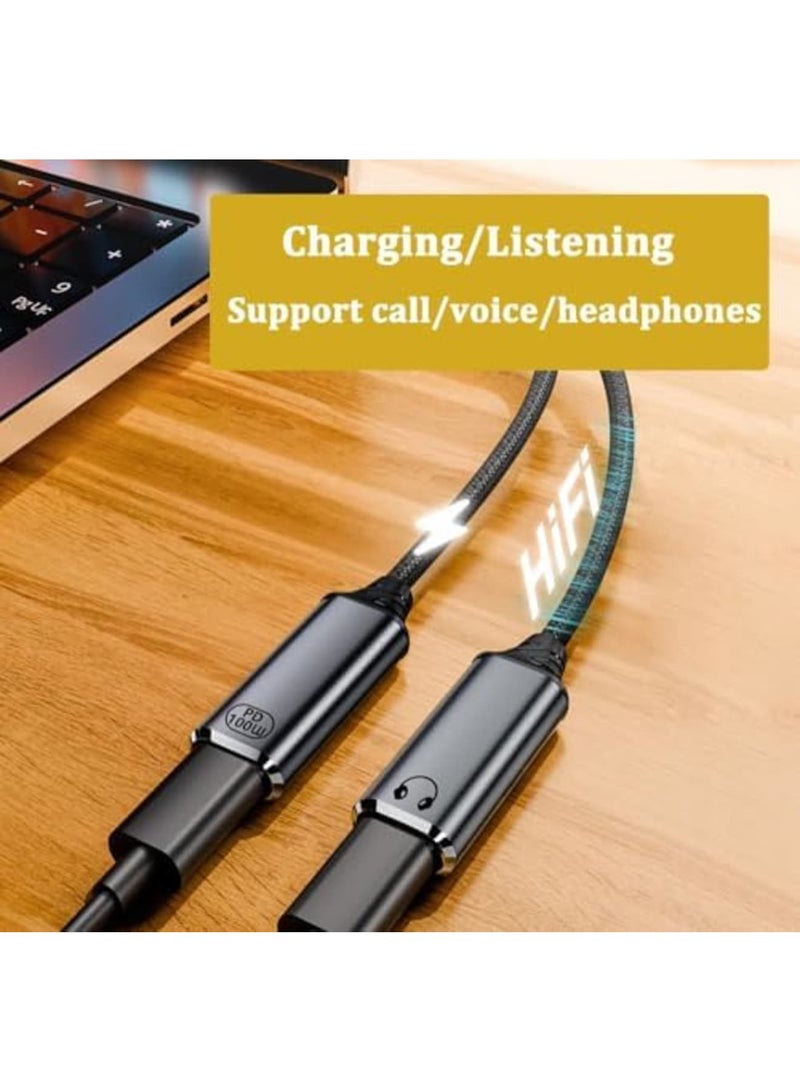 SYOSI محول USB C مقسم - كابل دنجيل صوتي مزدوج USB C لسماعات الرأس والشاحن مع شحن سريع PD 100W لهواتف iPhone 16/15، iPad، MacBook، Galaxy S24/S23، والمزيد (رمادي) - Image 3