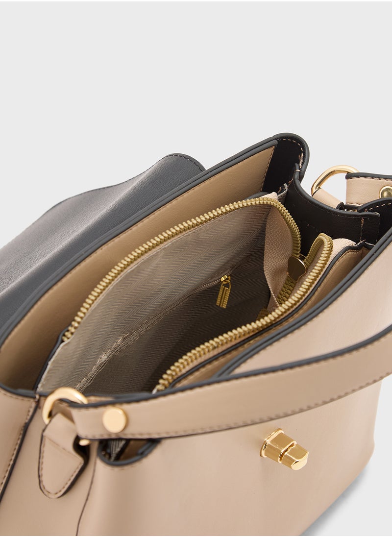 ELLA Minimalist Metal Trim Satchel Bag  - Image 5
