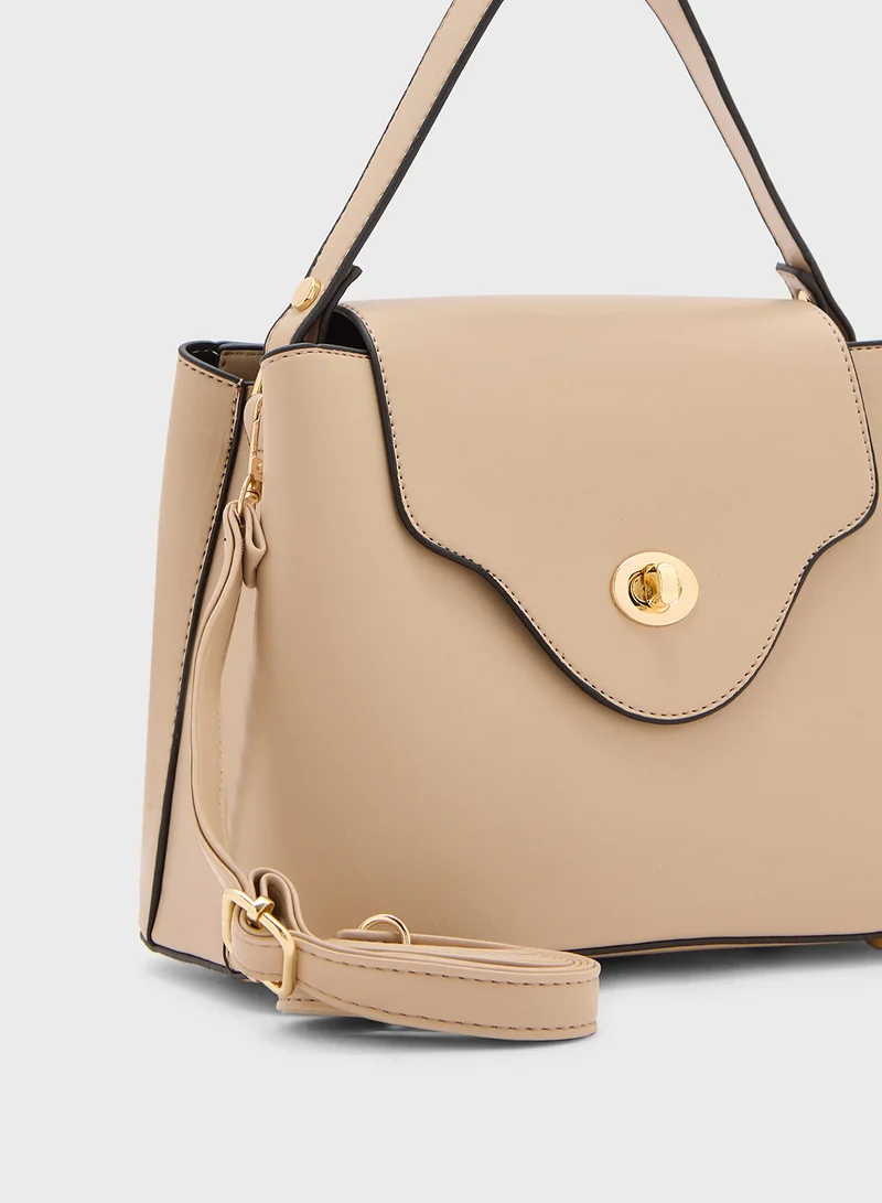 ELLA Minimalist Metal Trim Satchel Bag