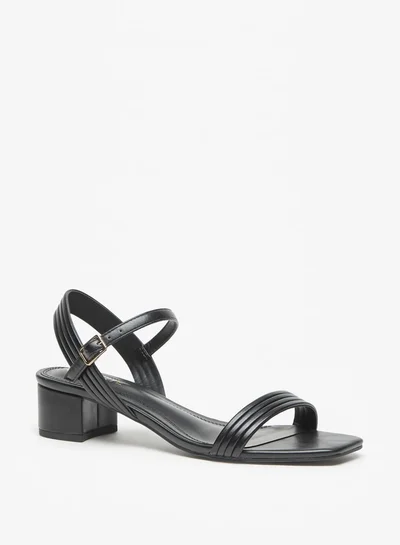 Celeste Women's Textured Block Heel Sandals with Buckle Closure