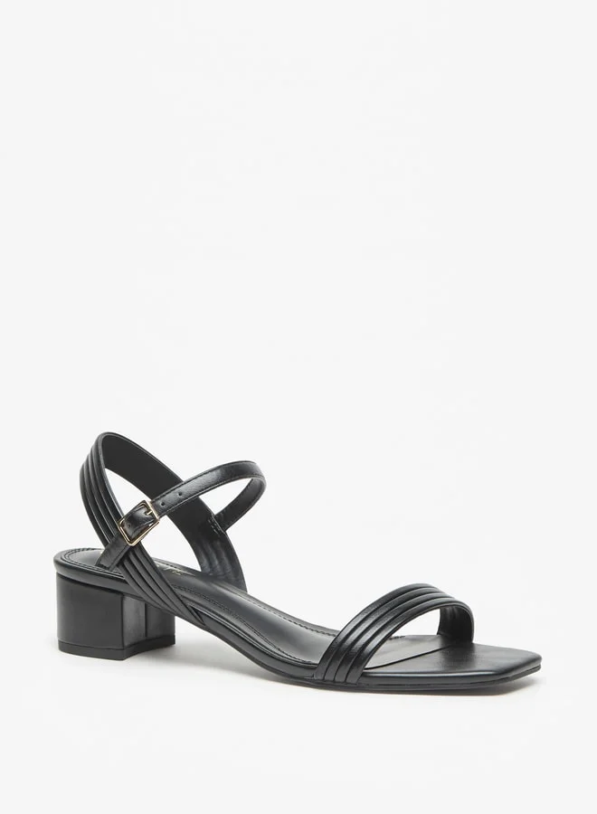 Celeste Women's Textured Block Heel Sandals with Buckle Closure