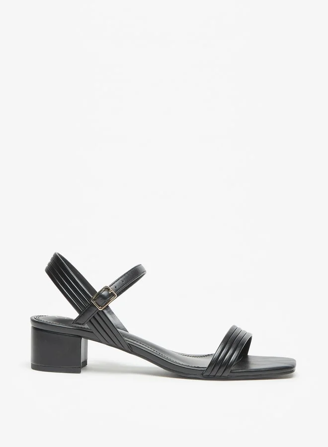 Celeste Women's Textured Block Heel Sandals with Buckle Closure