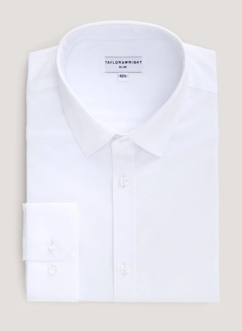 Matalan Taylor & Wright White Easy Care Slim Fit Shirt