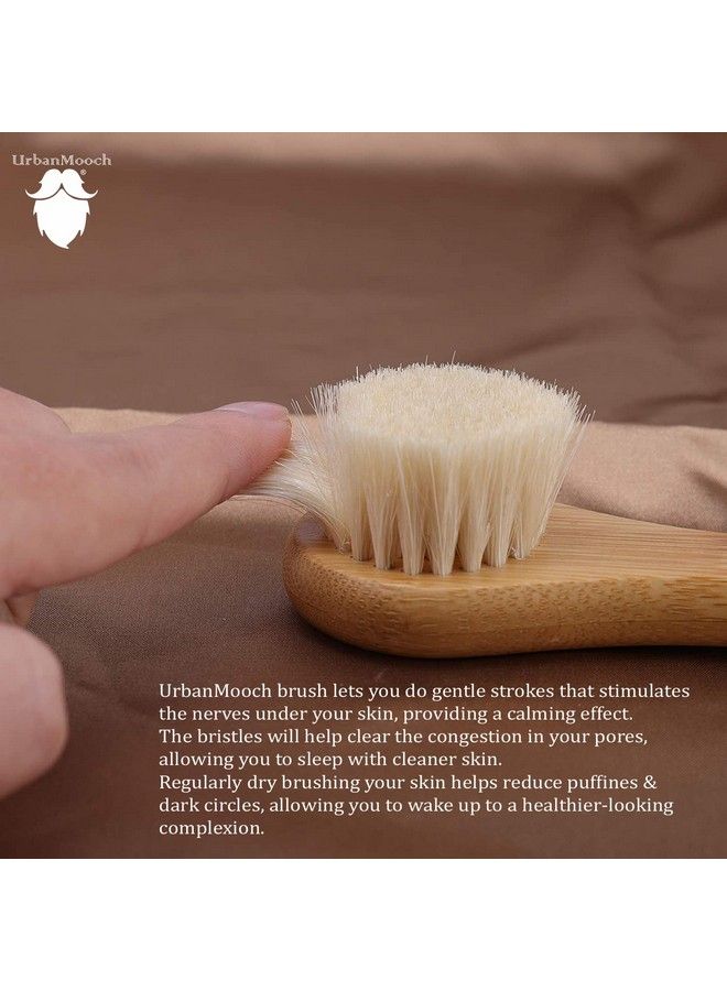 UrbanMooch Face Cleansing Brush ; Face Massage Brush For Exfoliation Promotes Lymphatic Drainage Deep Cleansing Gentle Pore Cleaning For Glowing Soft Skin Wooden Handle - Image 4