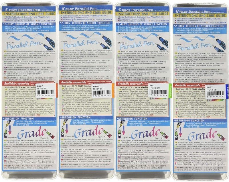 PILOT Parallel Calligraphy Pen Set, 1.5 mm, 2.4 mm, 3.8 mm and 6 mm with Bonus Ink Cartridge (P9005SET) - Image 2