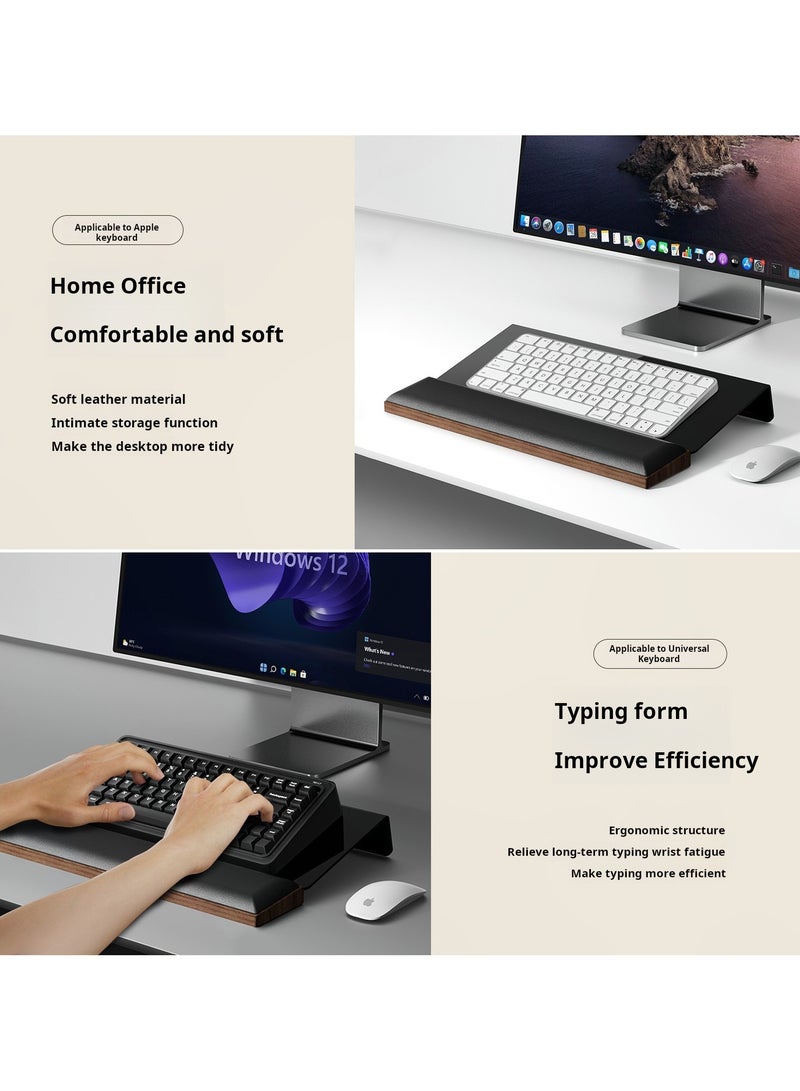 Ergonomic Keyboard Wrist Rest with Storage Organizer – Soft Leather Cushion, Anti-Slip Pads, Wood Support, Relieves Wrist Fatigue, Keyboard Height Riser Stand (Keyboard Not Included)  - Image 5