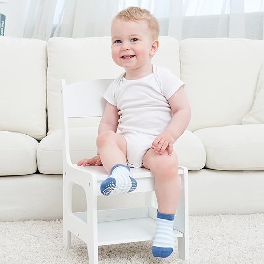 ZAPLES Baby Non Slip Grip Ankle Socks with Non Skid Soles for Infants Toddlers Kids Boys Girls, Stripes boys, 4-5 Years - Image 4