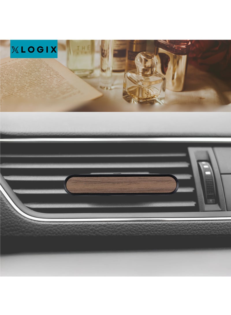 XLOGIX Luxury Car Air Freshener Diffuser with 3 Refill Fiber Sticks & Premium Fragrance Bottle – Elegant Metal & Wood Design, Customizable Fragrance (BLACK, Musk Royale) - Image 2