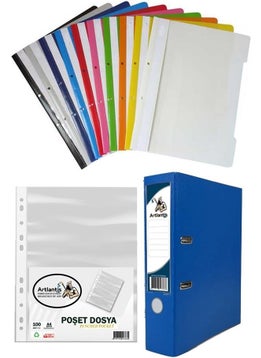 Artlantis Blue Office Folder Ring File and Bag File Set 1 Office Folder 10 Color Ring File 100 Bag Files  - Image 1
