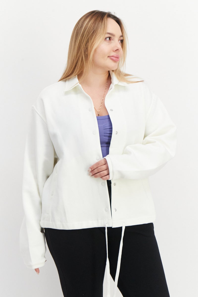Adidas Women Sportswear Fit Brand Logo Training Track Jacket, Off White - Image 1