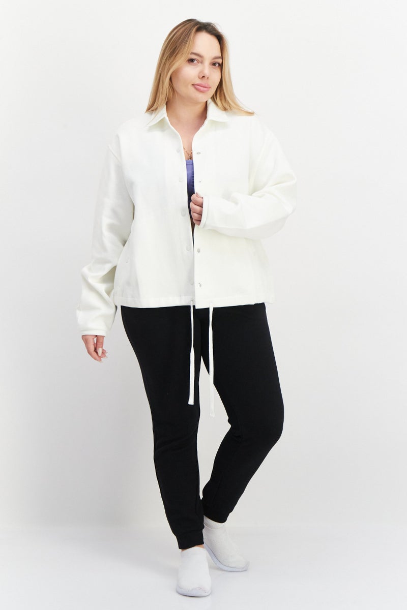 Adidas Women Sportswear Fit Brand Logo Training Track Jacket, Off White - Image 4