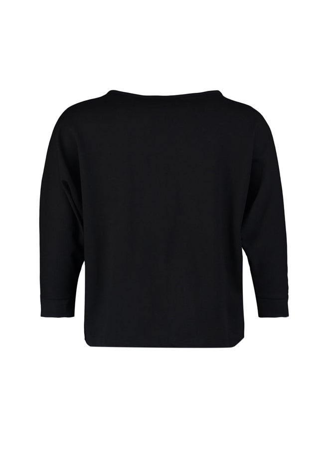 trendyol - Black V-Neck Pleat Detail Knitted Thin Sweatshirt. - Image 1