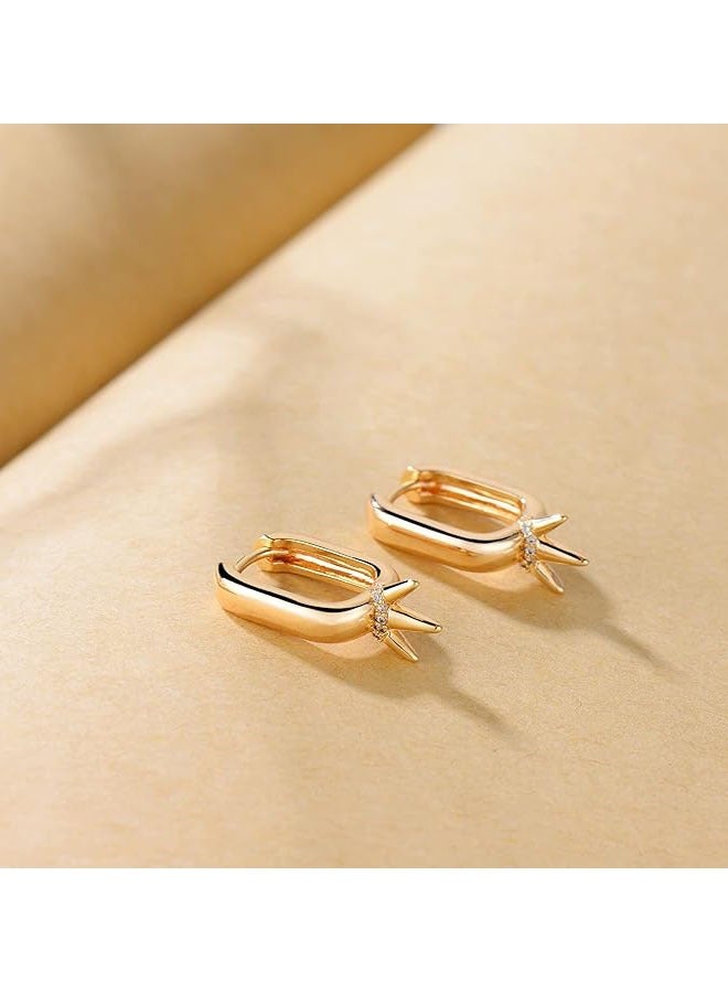 ميفيكو المرأة Huggie أقراط الذهب هوب النائم 14K الذهب شغل صغيرة بسيطة اليدوية هيبوالرجينيك مجوهرات يومية - Image 4