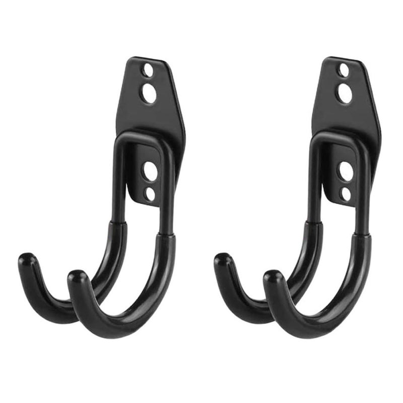 Heavy Duty Metal Wall Hooks 2 Pack Black Small Curved For Bike And Garden Tool Storage - Image 2