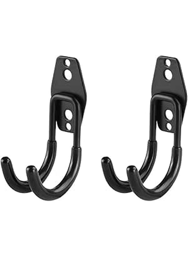 Heavy Duty Metal Wall Hooks 2 Pack Black Small Curved For Bike And Garden Tool Storage - Image 1