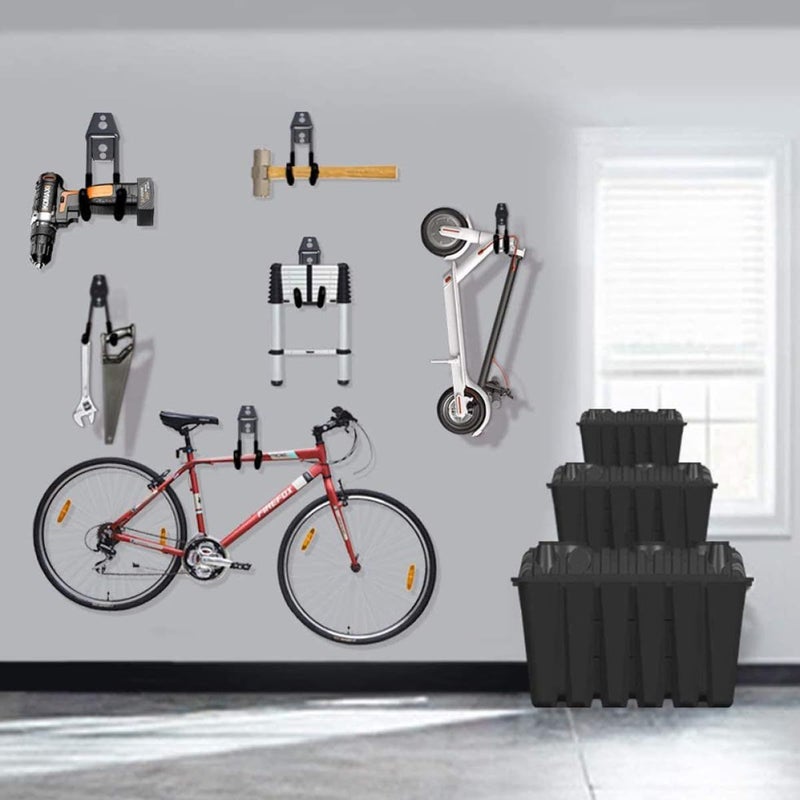 Heavy Duty Metal Wall Hooks 2 Pack Black Small Curved For Bike And Garden Tool Storage - Image 4