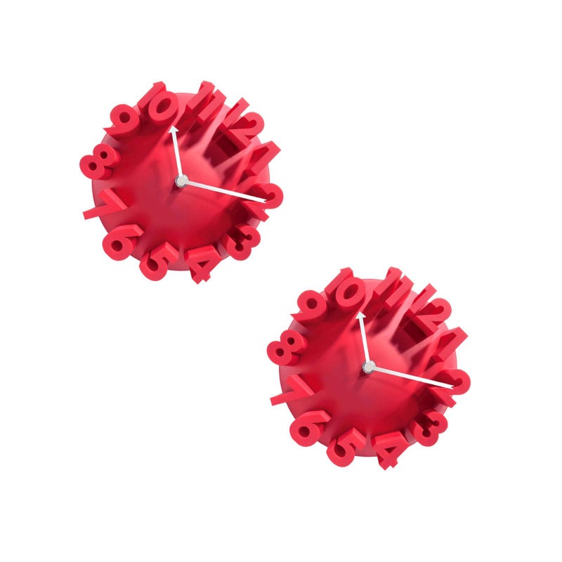 2pcs Digital Wall Clock Household Decorative Wall Clock Living Room Mute Clock Decor (Red without Battery) - Image 1