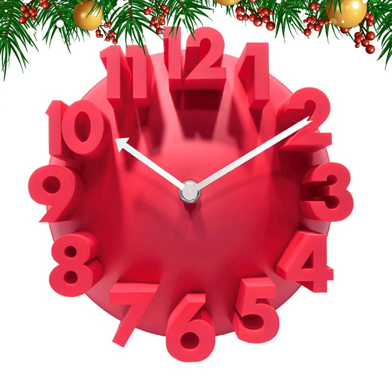 2pcs Digital Wall Clock Household Decorative Wall Clock Living Room Mute Clock Decor (Red without Battery) - Image 5