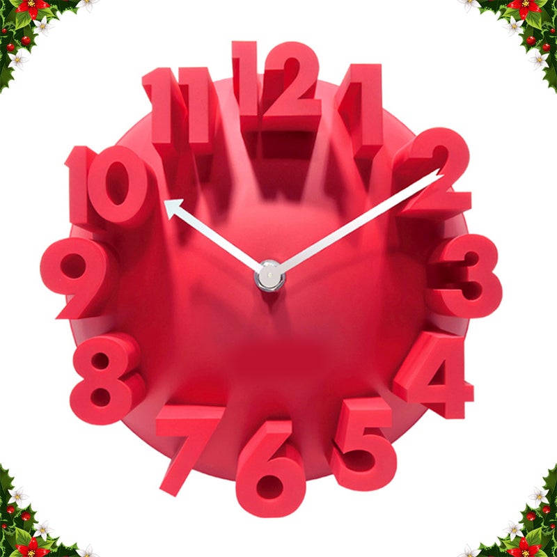2pcs Digital Wall Clock Household Decorative Wall Clock Living Room Mute Clock Decor (Red without Battery) - Image 3