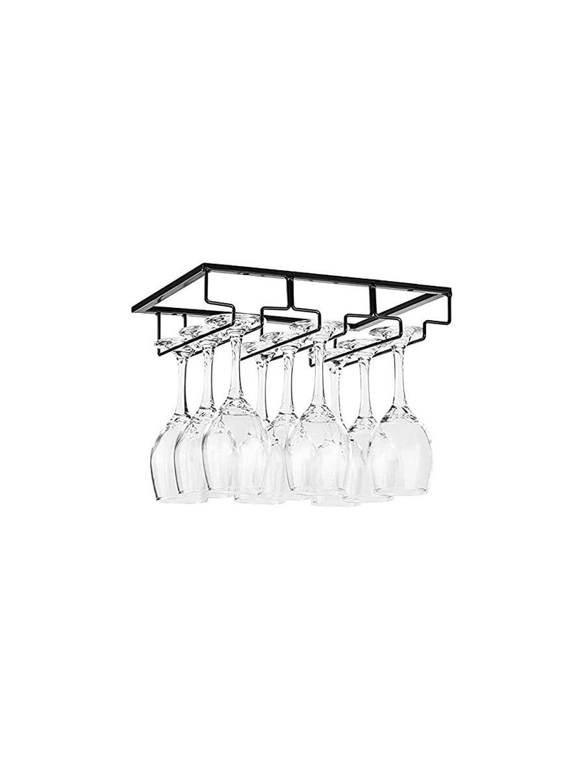 KASTWAVE Goblet Rack - Under Cabinet Stemware Glass Holder Glasses Storage Hanger Metal Organizer for Cabinet Kitchen Bar (3 Rows) - Image 1