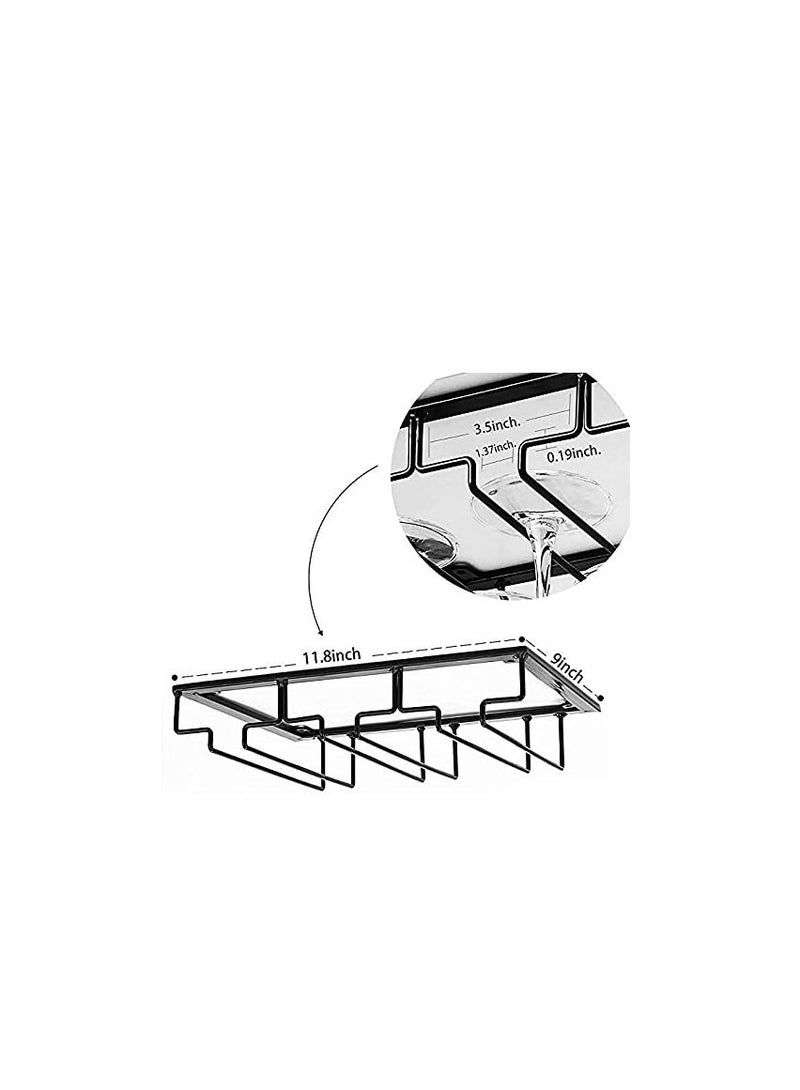 KASTWAVE Goblet Rack - Under Cabinet Stemware Glass Holder Glasses Storage Hanger Metal Organizer for Cabinet Kitchen Bar (3 Rows) - Image 5