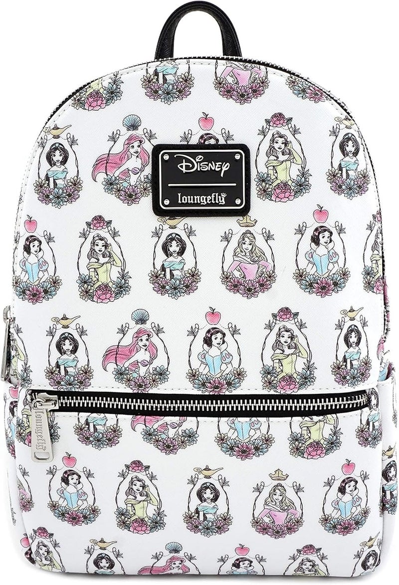 Loungefly حقيبة ظهر ميني مطبوعة بالكامل من لاونج فلاي × ديزني برينسيس بورتريه، مقاس واحد، متعددة الألوان - Image 1