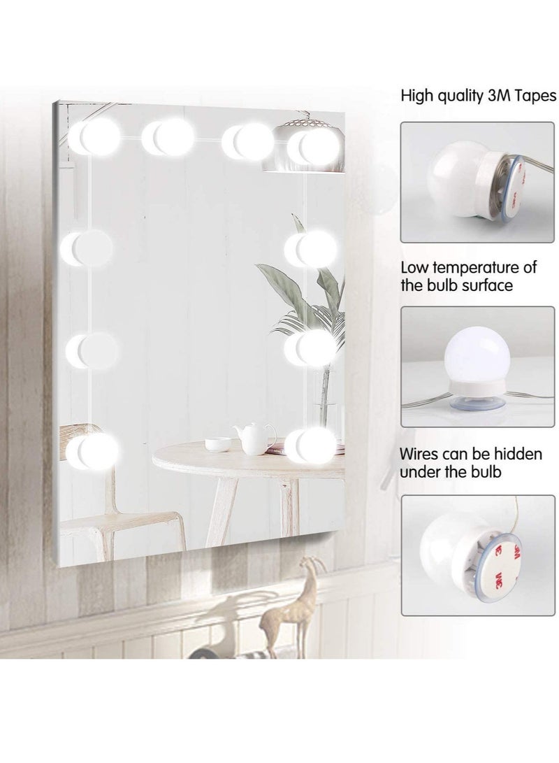 ELTRAZONE Hollywood Style LED Vanity Mirror Lights Kit with 10 Dimmable Light Bulbs For Makeup Dressing Table and Power Supply Plug in Lighting Fixture strip Vanity Mirror Light White - Image 3