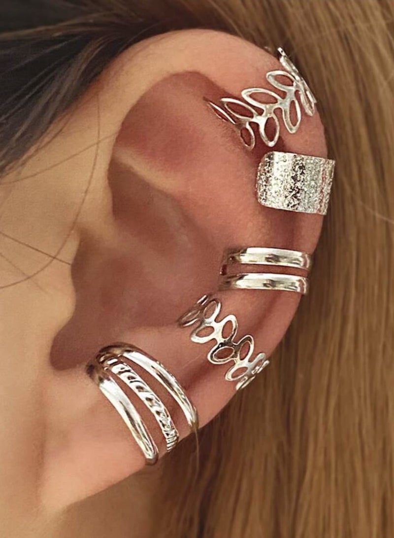 يوكا  اقراط اذن وهمية بدون ثقوب مجموعة من 5 قطع تصميميات مختلفة مشبك أذن اقراط - Image 4