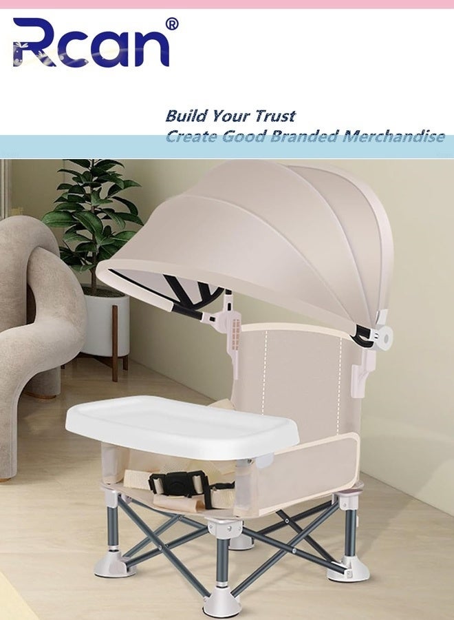 Rcan Baby Travel Booster Seat with Removable Dining Tray, Multifunctional Folding Portable Baby Dining Chair with Sunshade, Dining Chair for Eating, Camping, Picnic, Beach, Lawn, Indoor/Outdoor Use - Image 5