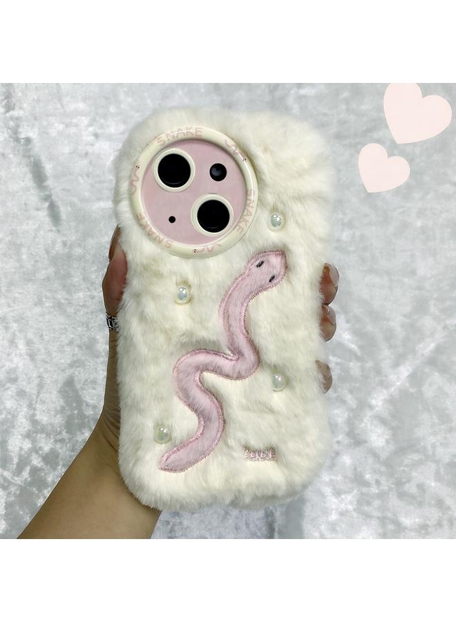 S-TOP Case For iPhone 14 Plus Snake Embroidery Plush Silicone Phone Case - Image 1