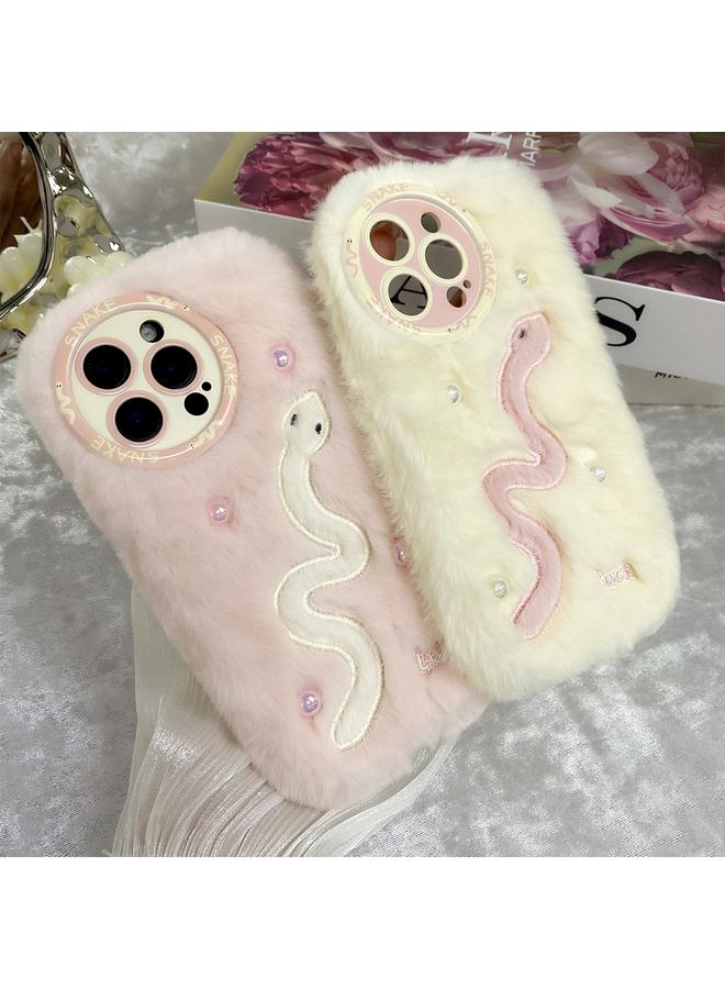 S-TOP Case For iPhone 14 Plus Snake Embroidery Plush Silicone Phone Case - Image 4