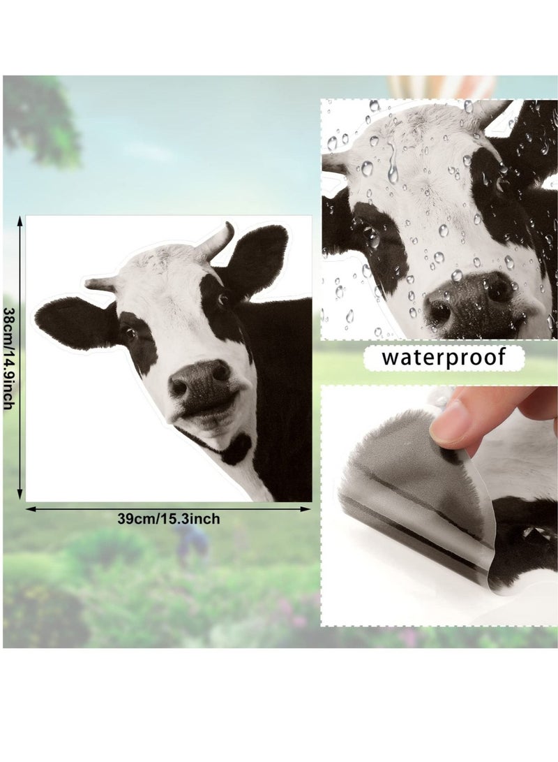 كابتن تيك Window Decals for Living Room Door Farm Kitchen Decor, Funny Cow Wall Decal, Window Stickers, Animal Wall Decals, Realistic Peeking Cow Print Stickers for Bedroom Decor,  (4Pcs, Cow) - Image 2