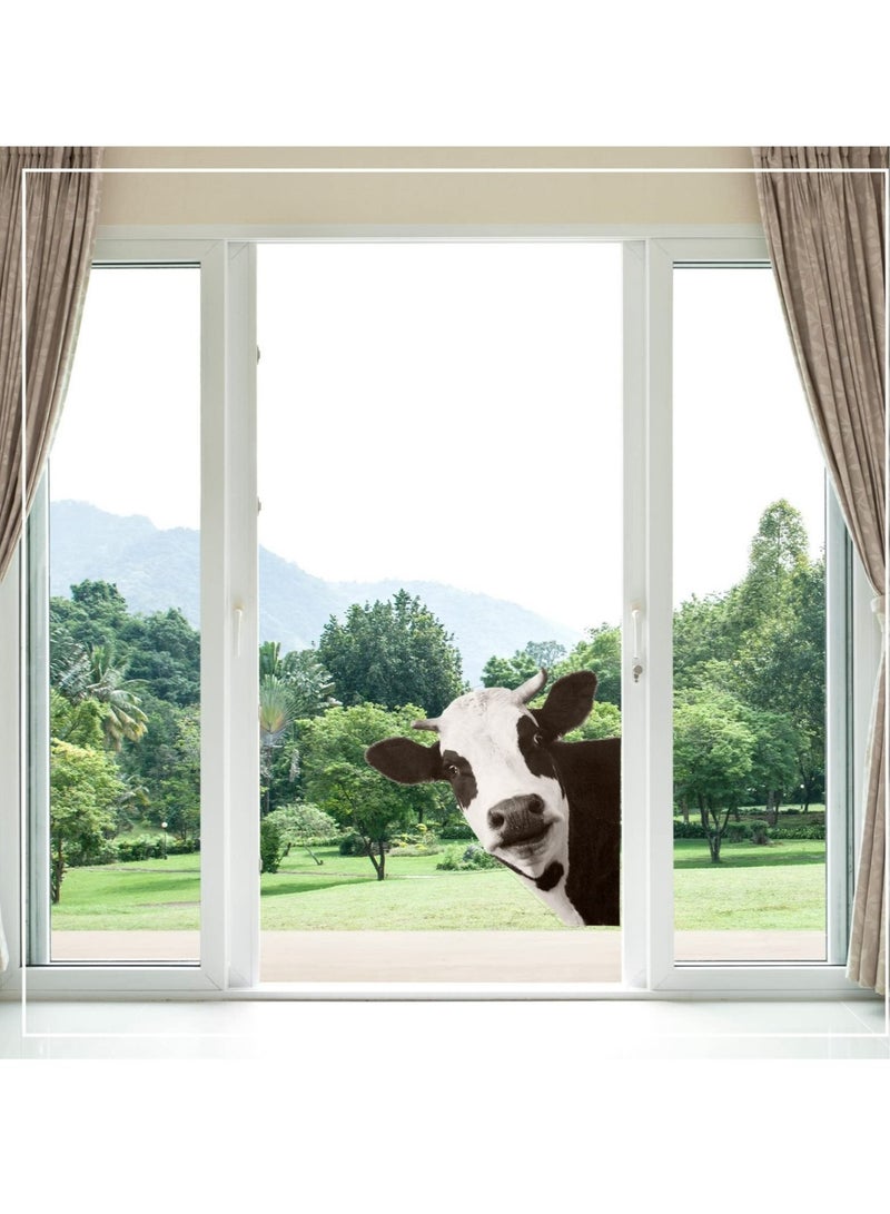 كابتن تيك Window Decals for Living Room Door Farm Kitchen Decor, Funny Cow Wall Decal, Window Stickers, Animal Wall Decals, Realistic Peeking Cow Print Stickers for Bedroom Decor,  (4Pcs, Cow) - Image 3