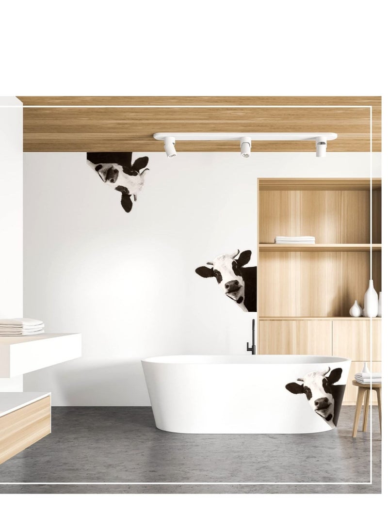 كابتن تيك Window Decals for Living Room Door Farm Kitchen Decor, Funny Cow Wall Decal, Window Stickers, Animal Wall Decals, Realistic Peeking Cow Print Stickers for Bedroom Decor,  (4Pcs, Cow) - Image 5