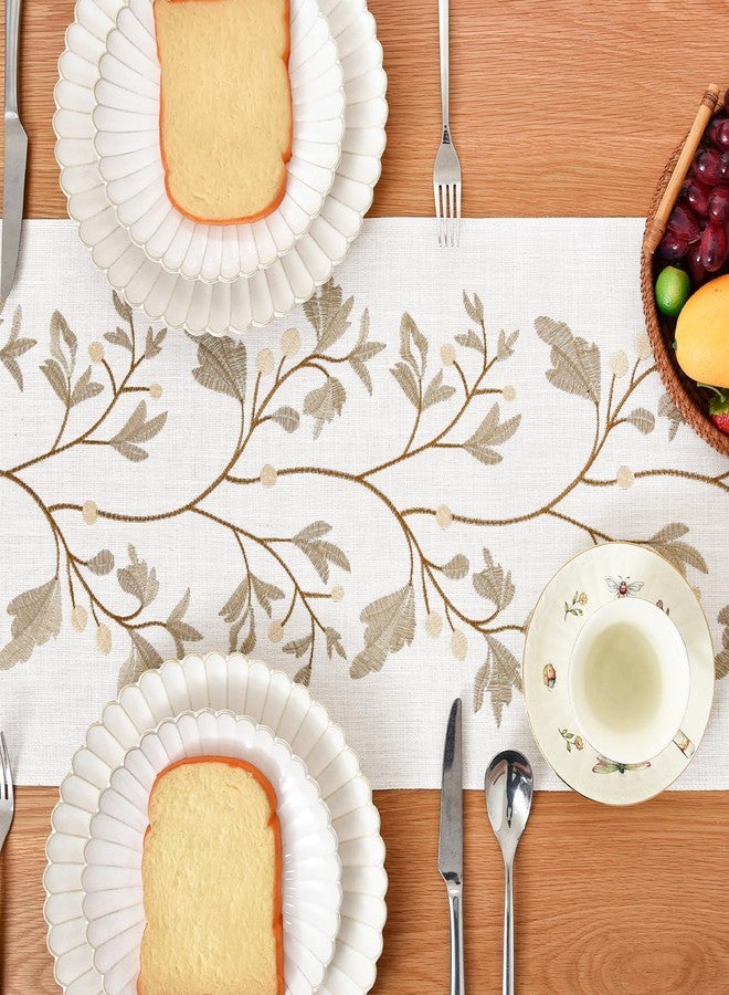 NEWISHER Rustic Farmhouse Table Runner, Embroidered Maple Coffee Table Runners Elegant Rectangle Runner Decor for Daily Use, Kitchen Dining Party 13x36 Inch - Image 4