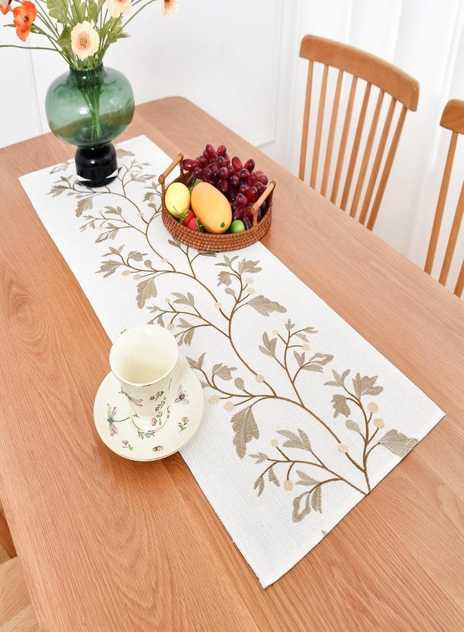 NEWISHER Rustic Farmhouse Table Runner, Embroidered Maple Coffee Table Runners Elegant Rectangle Runner Decor for Daily Use, Kitchen Dining Party 13x36 Inch - Image 2