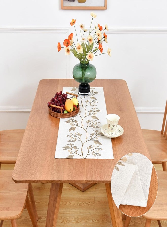 NEWISHER Rustic Farmhouse Table Runner, Embroidered Maple Coffee Table Runners Elegant Rectangle Runner Decor for Daily Use, Kitchen Dining Party 13x36 Inch - Image 3