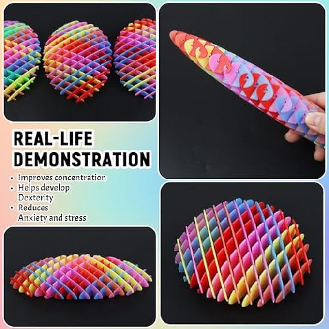 oyeftp Fidget Worm Toy,Worm Big Fidget Toys Adults and Kids, Funny Stretchy Sensory Stress Toys, Fidget Sensory Squeeze Toys, Relieves Stress and Anxiety Finger Toys for Kids with Autism ADHD-Rainbow - Image 4