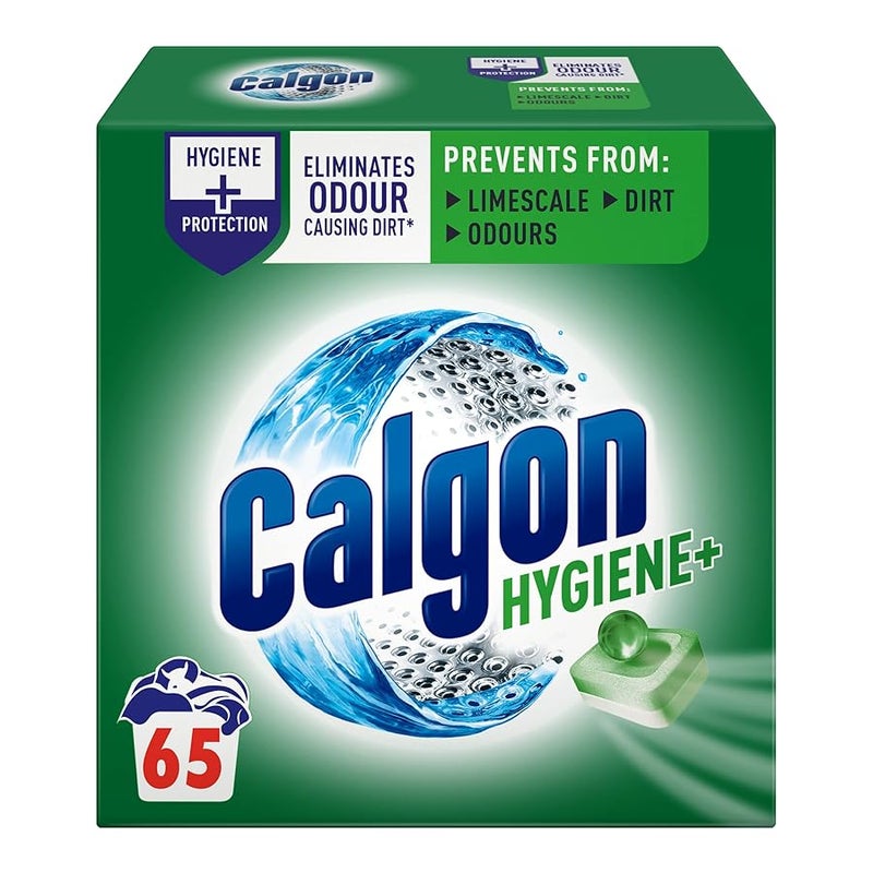 Calgon Hygiene Plus Washing Machine Cleaner Limescale Remover Water Softener Tablets Unscented 65 Tablets Pack of 1