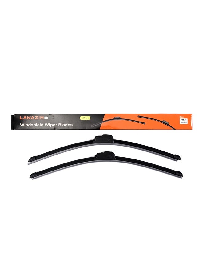 LAWAZIM Windshield Wiper Blades - 20'' (Pack of 2)- All-Season Wiper Blades, Frameless Design with Low-Noise Operation - Passenger and Driver Side Front Windshield Wiper Blades for Most Vehicle Models - Image 1
