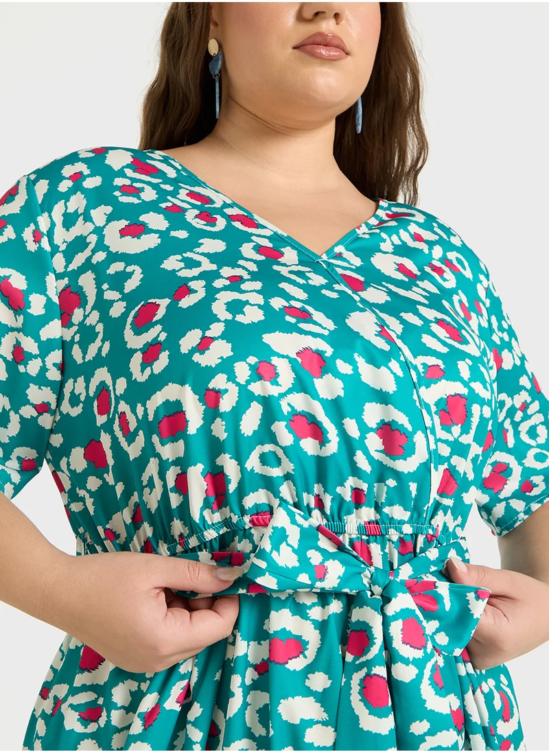 جينجر بلس Floral Wrap Maxi Dress