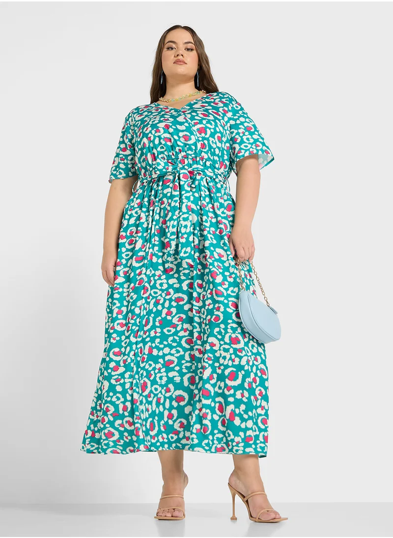 جينجر بلس Floral Wrap Maxi Dress