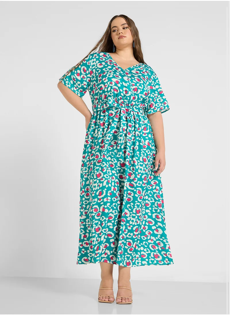 جينجر بلس Floral Wrap Maxi Dress