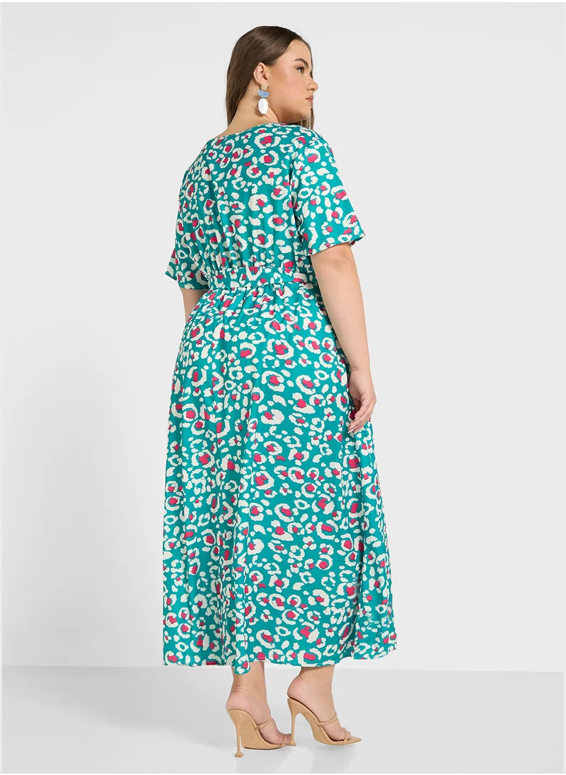 جينجر بلس Floral Wrap Maxi Dress