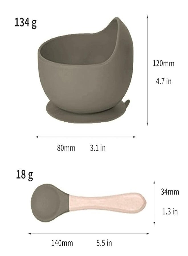 CEPLO Silicone Baby Feeding Bowl & Spoon Weaning Set - Strong Suction Stay-Put Bowl with Wooden Spoon, Non-Slip Baby Training Tableware, Self-Feeding BLW Bowl for Babies, Toddlers & Infants - Image 2